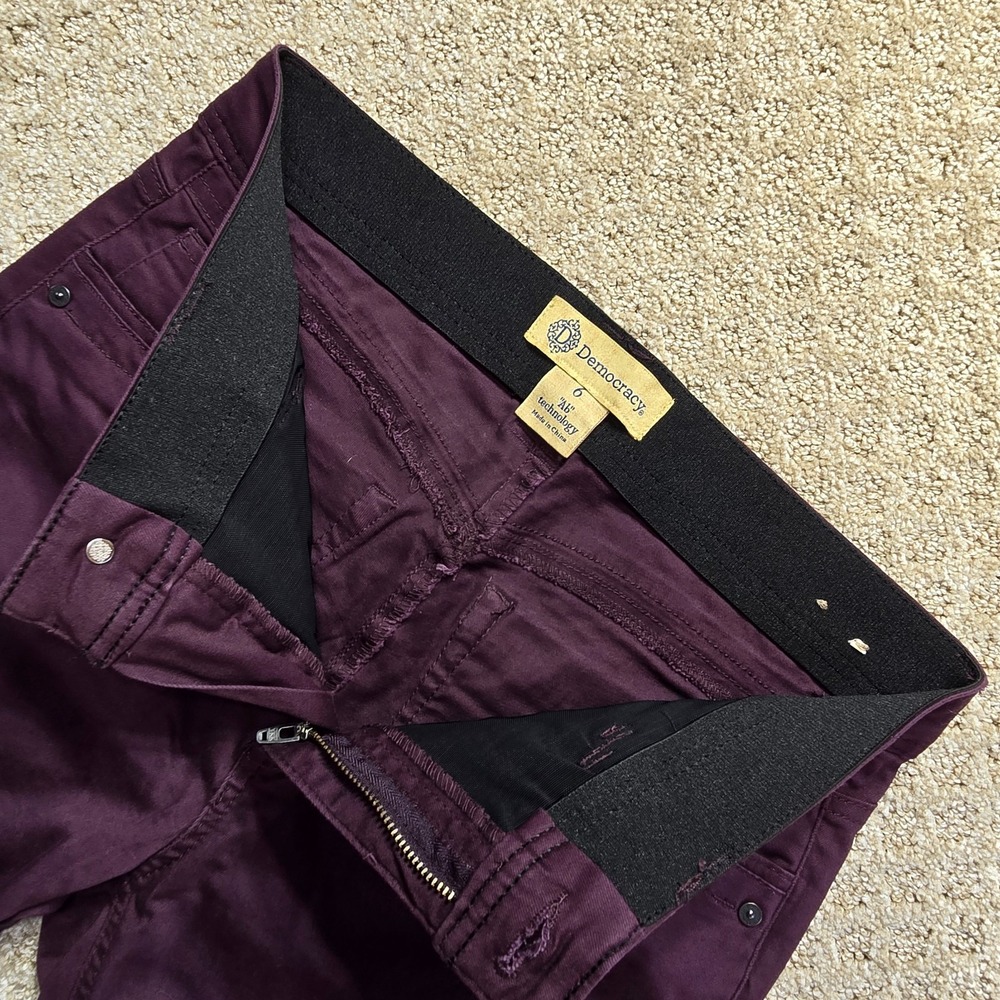 Democracy Women's 6 Ab Technology Plum Purple Skinny Pants Stretch High Rise